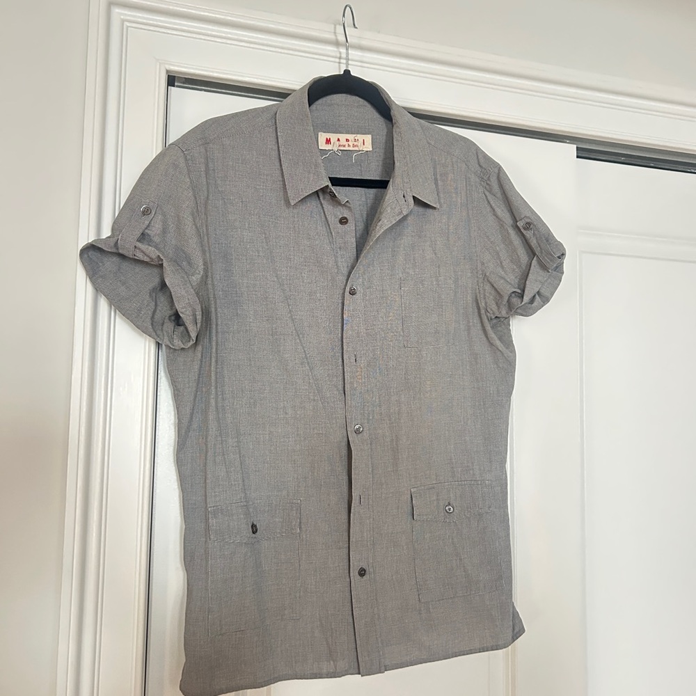 Marni Short-Sleeve Gingham Button Down Shirt